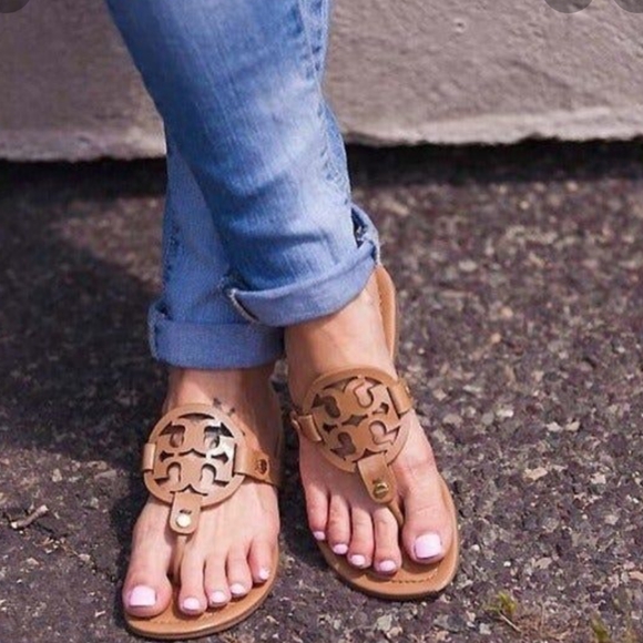 Tory Burch Shoes - TORY BURCH MILLER SZ 7 LEATHER LOGO SANDALS